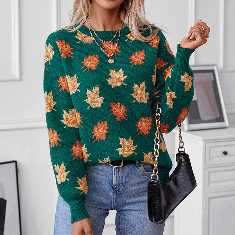 Winter Clothing Europe - Maglione autunno inverno modello foglia d'acero